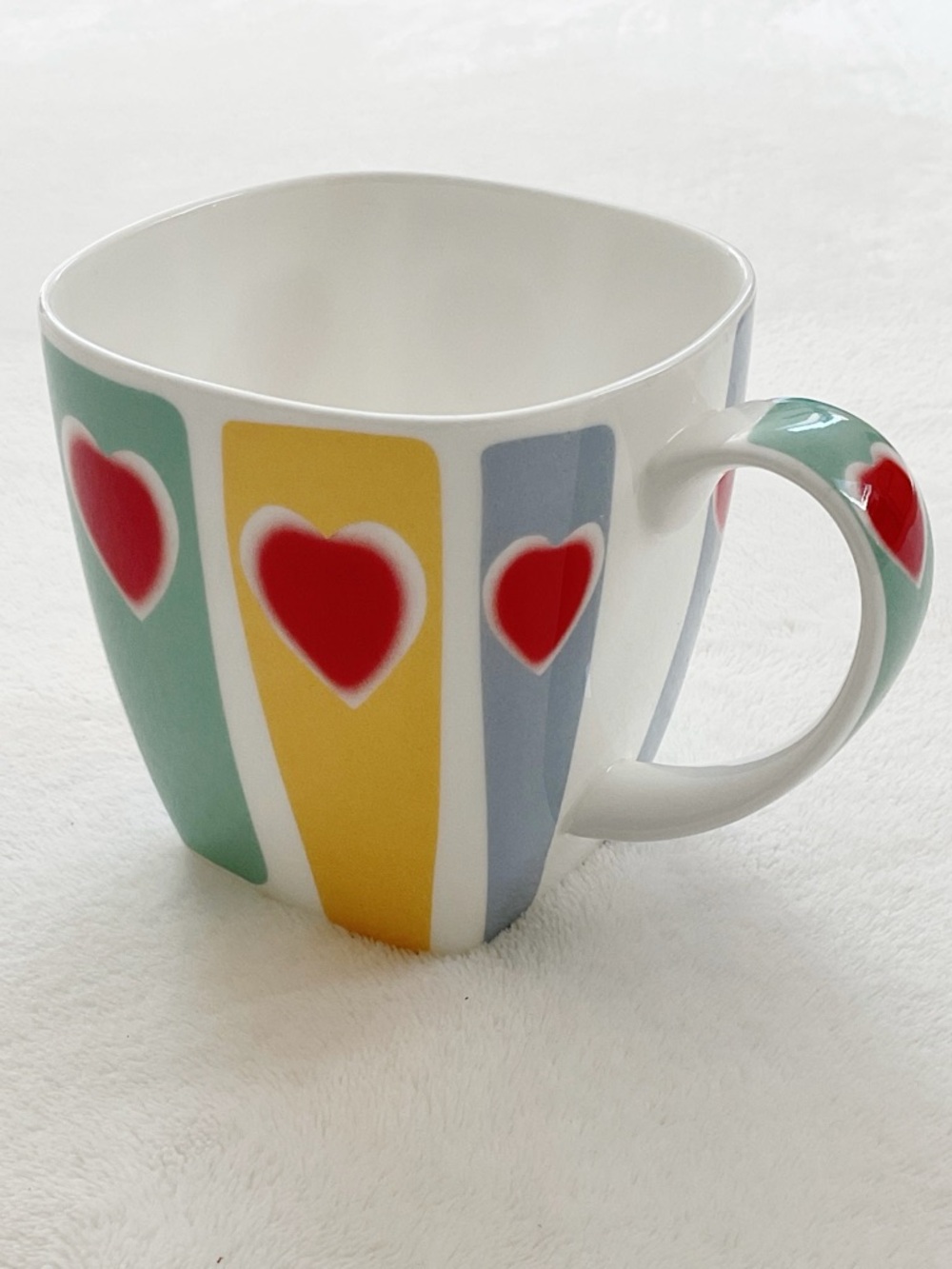 Crown Trent Heart Mug Pastel Stripes Red Hearts Bone China England